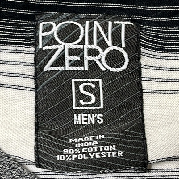 Point Zero Mens Short Sleeve TShirt Size Small Black White Striped - Picture 2 of 5